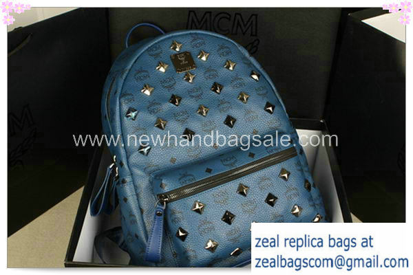High Quality Replica AAAAAAAA Quality MCM Stark Backpack mini in Calf Leather 8031 RoyalBlue - Click Image to Close